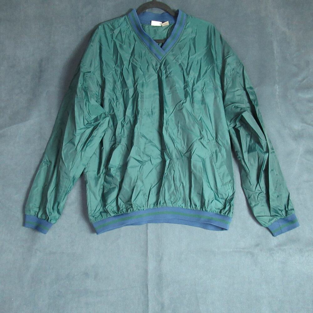 Vtg Pro Spirit Windbreaker Mens XL Green Nylon Pullover 90s Track Jacket Thin